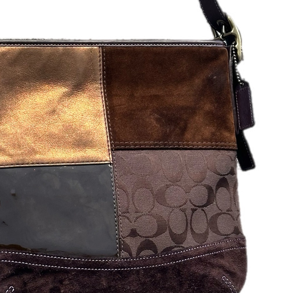 Coach Mixed Media Logo/Leather Patchwork Shoulder… - image 3